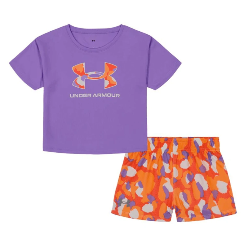 Under Armour Bouncy Logo Shirt And Short Set - Girls' 3 Under Armour Bouncy Logo Shirt And Short Set - Girls'